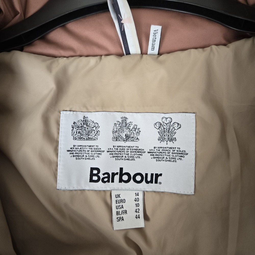 BARBOUR Cabot Quilted Puffer Jacket Womens 10 Rose Blush Full Zip Pockets - Picture 4 of 9